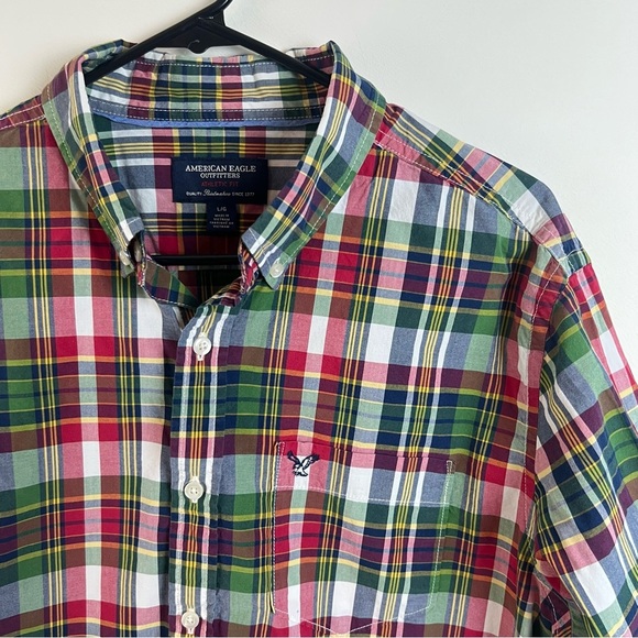 Bundle American Eagle Men’s Button Down Shirt Plaid Striped Cotton Large Long - Picture 10 of 15